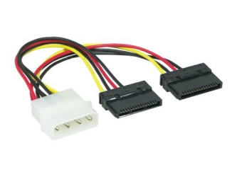 SATA Strom Adapter 4pol. Molex Buchse -> 2x SATA Stecker , ca. 15cm 