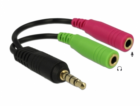 3,5mm 4-pin Stereo-Klinke Adapter auf 2x 3-pin Stereo-Klinke 3,5mm für Headset am Notebook / Tablet 