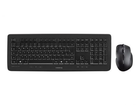 Cherry Wireless Desktop DW5100 Laserbeschriftung , ergonomische Maus , USB schwarz 