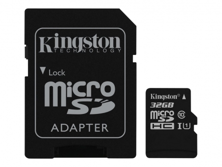 32GB micro SD-Card Kingston Canvas / Class10 UHS-1 inkl. Adapter 