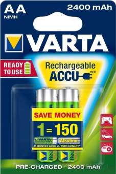 VARTA 2er-Set NIMH Mignon AA "Ready to Use" Akku, 2400mAh 